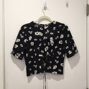 Topshop Navy Blue Corset Top NWOT